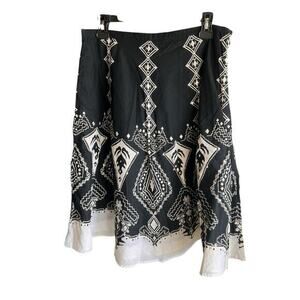 OUTFIT JPR Vintage Lined All cotton Black embellished printed full skirt sz PM